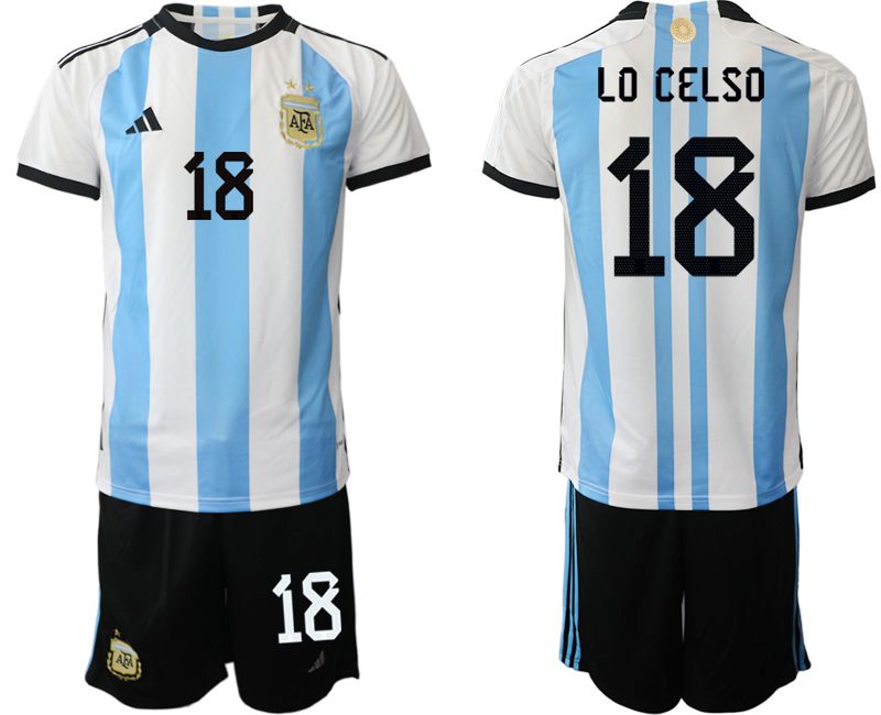Cheap Men 2022 World Cup National Team Argentina home white 18 Soccer Jerseys